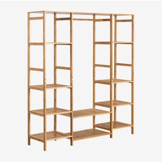 Sklum Sklum - Armario Abierto con Estanterías en Madera de Bambú Krauford