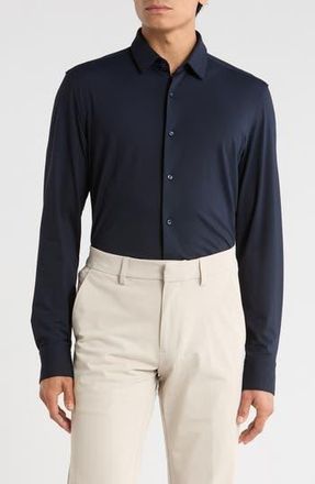 BOSS Hank Kent Slim Fit Stretch Performance Dress Shirt in Dk Bu at Nordstrom Rack, Size 15.5
