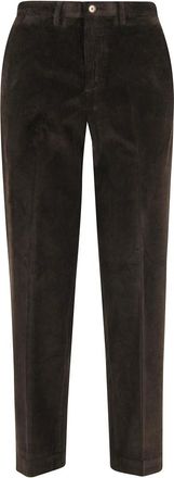 BRIGLIA 1949 Ribfluwelen Groene Broek met Zakken - Dames - Straight fit broeken - Bruin - XS - Broeken