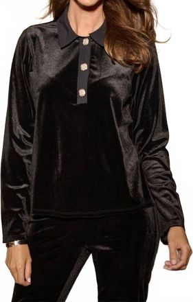 Jude Connally Colby Stretch Velvet Top In Black Sparkle