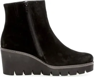 Gabor Womens Utopia Suede Wedge Ankle Boots In Black