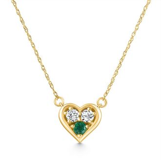 Pompeii3 1/2Ct Heart Shape Emerald & Diamond Pendant 10k Gold Womens Necklace lab Grown