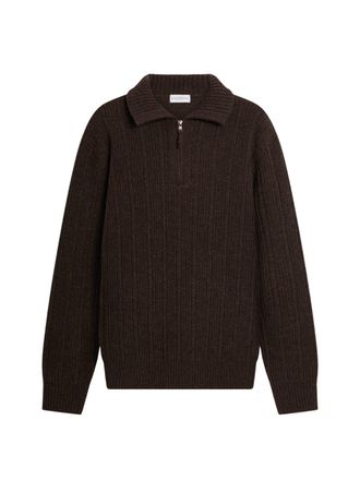 Ballantyne Half-Zip Pullover Sweater with Ribbed Collar and Vertical Texture