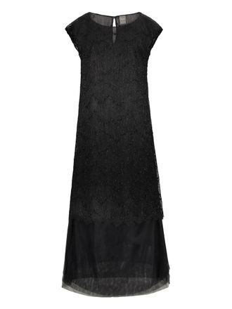 Lorena Antoniazzi lace-panel midi dress - women - Polyester/Silk/Acetate - 42 - Black