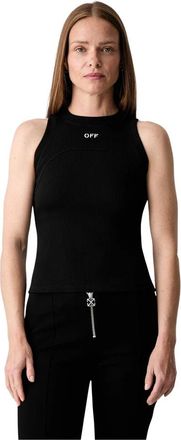 Off-white Stamp Ribbed Tank Top - Dames - Tops zonder mouwen - Zwart - L - Katoen - Tops