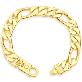 Pompeii3 Mens Heavy Figaro 14k Gold (90gram) or Platinum (145gram) 10mm Link Bracelet 8.75