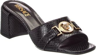 Versace Medusa Snake-Embossed Leather Mule