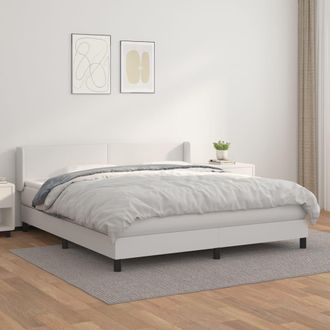 vidaXL Vidaxl - Cama Box Spring Con Colch&oacute;n Cuero Sint&eacute;tico Blanco 180x200 Cm
