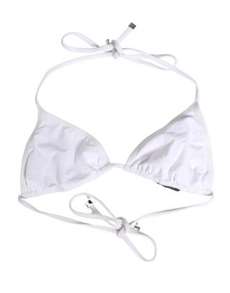 Dolce & Gabbana Womens White Nylon Triangle Beachwear Bikini Top Swimwear Elastane