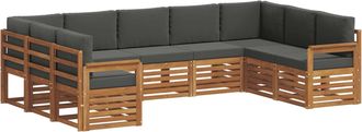 vidaXL Conjunto De Sof&aacute;s De Exterior 9 Uds. Natural Y Antracita Vidaxl