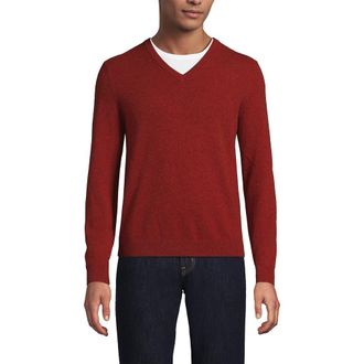 Lands End Fine Gauge Cashmere V-neck Sweater in Bourbon Donegal at Nordstrom, Size Xx-Large