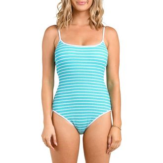 Citrus Brenton Square Neck Rib One-Piece Swimsuit in Lagoon at Nordstrom, Size X-Small