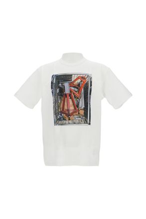 Junya Watanabe Cotton Jersey T-Shirt With Screen-Printed Graphic