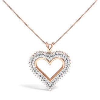 House of Brilliance Silver 2.00 Cttw Diamond Heart Pendant Necklace in Rose at Nordstrom