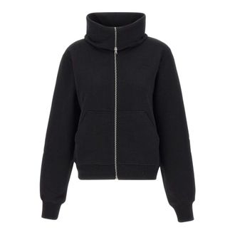 7 For All Mankind Hoodies & sweatvesten, Dames, Zwart, M, Katoen, High Neck Zip Hoodie