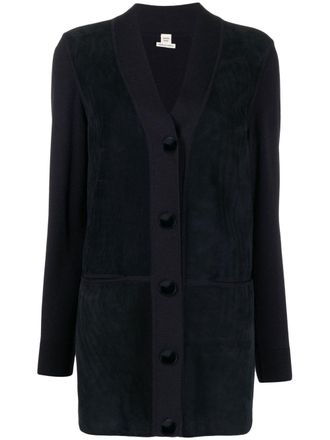 Hermès V-neck suede cardigan - Blue