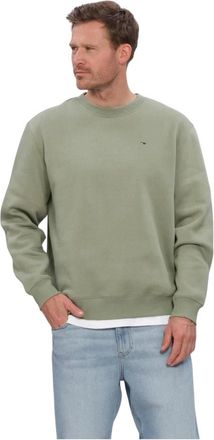 Tommy Jeans Sweater Flag - Heren - Sweatshirts - Groen - XL - Katoen - Hoodies & sweatvesten