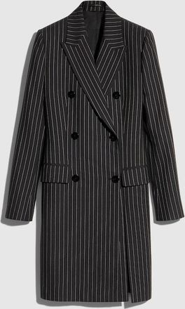 Gucci Pinstripe Wool Silk Coat, Grey