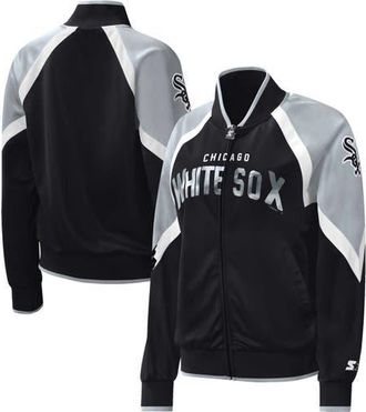 Starter Womens Starter Black Chicago White Sox Touchdown Raglan Full-Zip Track Jacket at Nordstrom, Size Small