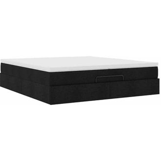 vidaXL Estructura De Cama Otomana Con Colchones Tela Negra 200x200cm Vidaxl
