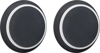 Beliani Conjunto de 2 lámparas de pared LED escandinavas forma redonda recubrimiento en polvo de metal mate acrílico negro Semnon