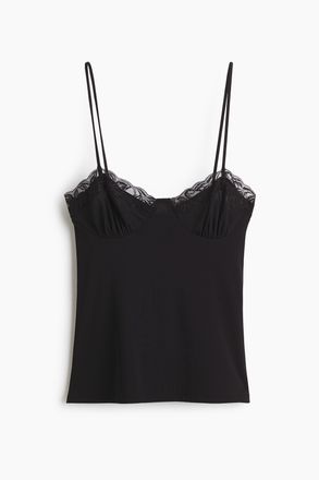 H&M Tr&auml;gertop mit Spitze - Schwarz