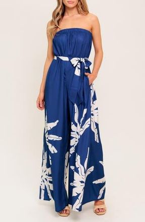 Flying Tomato Strapless Jumpsuit in Navy/White at Nordstrom Rack, Size Medium