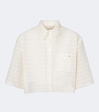 Valentino VLogo broderie anglaise cotton shirt