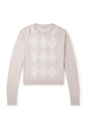 Our Legacy Sonar Distressed Argyle-Jacquard Wool Sweater