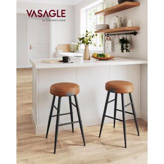 Songmics Vasagle Colecci&oacute;n Echo Juego De 2 Taburetes De Bar, Taburetes De Cocina, Taburetes De Desayuno, Cuero Sint&eacute;tico Con Costuras, 63 Cm De Alto, Silla Com