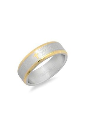 Steeltime Two-Tone Stainless Steel Lords Prayer Band Ring in Silver/gold at Nordstrom Rack, Size 9