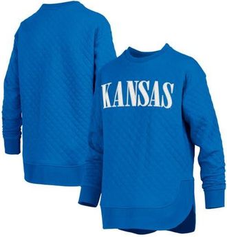 Pressbox Womens Pressbox Royal Kansas Jayhawks Quilted Long Sleeve Pullover Sweatshirt at Nordstrom, Size X-Large