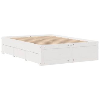 Berkfield Home Durable Bed Frame Frame w/Drawers White 150x200 cm King Size Soli