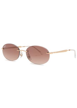 Ray-Ban Rimless Oval-frame Sunglasses - Brown Brown - One Size