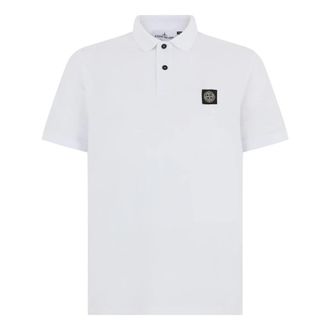Stone Island Patch Logo Polo - Heren - Polos - Wit - 2XL - Katoen - Tops