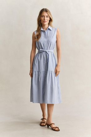 GANT Women Sleeveless Striped Cotton Dress (44) HYDRANGEA BLUE