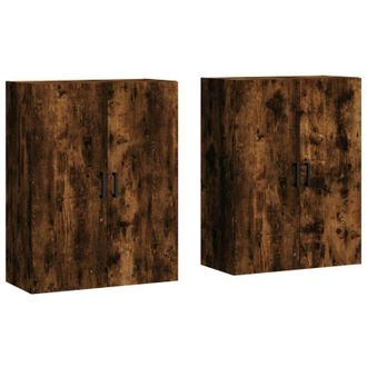 vidaXL Vidaxl - Armarios De Pared 2 Unidades Roble Ahumado 69,5x34x90 Cm