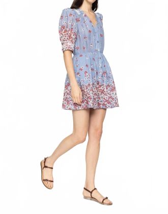 Sea New York Whitney Print Puff Short Sleeve Mini Dress In Blue
