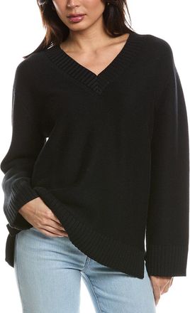 Fort&eacute; Cashmere Gathered V-Neck Sweater