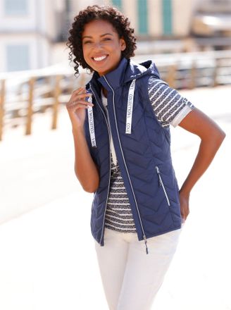 Casual Looks Steppweste CASUAL LOOKS, Damen, Gr. 36, blau (marine), 100% Polyester, Wattierung:100% Polyester, unifarben, Westen Steppweste