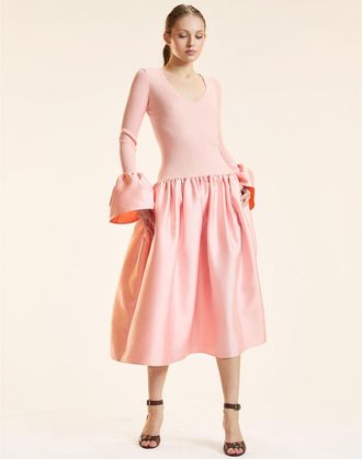 Cynthia Rowley Rib Knit Silk Wool Combo Dress