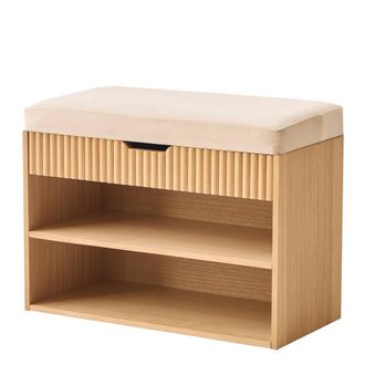 Nordlys Shoe Storage Entryway Furniture 2 Shelves 1 Wooden Chest in Beige