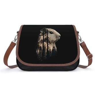 Generic Guinea Pig with Forests Crossbody Bags for Women Fashion Leather Shoulder Handbags With Adjustable Strap