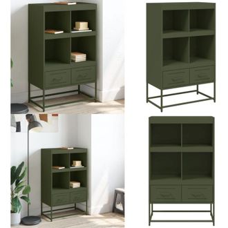 vidaXL Credenza Verde Oliva 68x39x111,5 cm in Acciaio - Credenza verde oliva - Credenza moderna