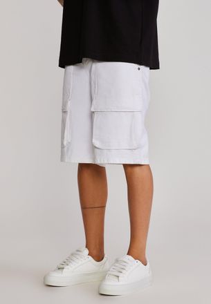 Siksilk Mens Washed White Denim Cargo Shorts 38