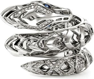 John Hardy Anello Naga in argento sterling con diamanti e zaffiro