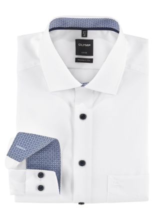 Olymp Businesshemd OLYMP Luxor modern fit, Herren, Gr. 38, Verl&auml;ngerter Arm, bunt (wei&szlig;, blau, kontrastfarbene details), Web, Obermaterial: 100% Baumwolle, 