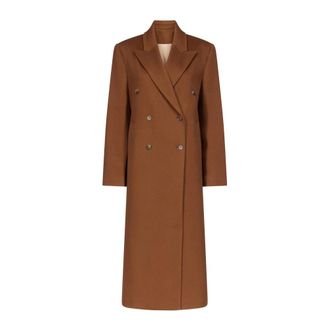 Loulou Studio Double-Breasted Coats, female, Brown, Size: L Rosco Double-Breasted Long Coat