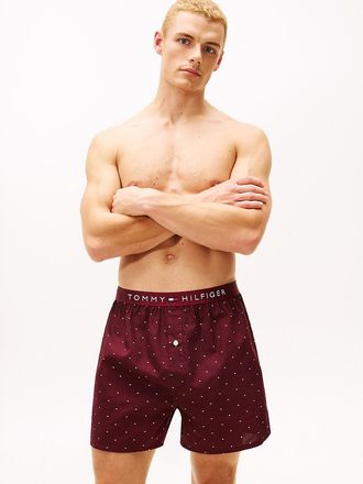 Tommy Hilfiger Mens Microflag Print Woven Boxer - Purple - S