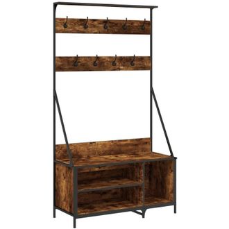 vidaXL Clothes Rack with Shoe Storage Smoked Oak 100x41x184 cm vidaXL